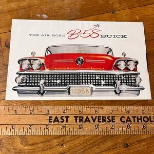 Vintage 1958 Buick B-58 Advertising Card - Red Front Grille Artwork